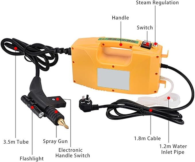 Steam Cleaning 3000W Professional Steam Cleaner Handheld Steam Generator High Pressure Cleaning Machine for Household Kitchen (Color : Yellow)