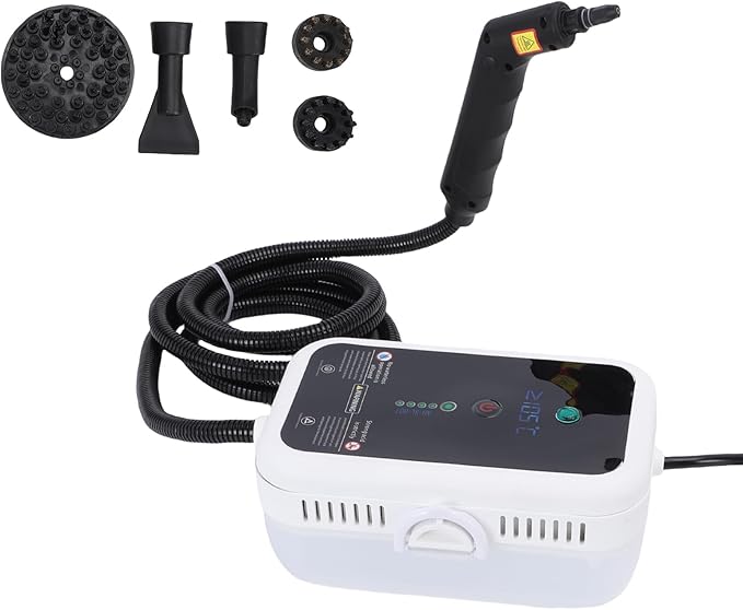 Handheld Steam Cleaner 1600W Portable High Temperature Pressurized Steam Machine with Brush Heads for Kitchen Grill Furniture Bathroom Car (110V US Plug)