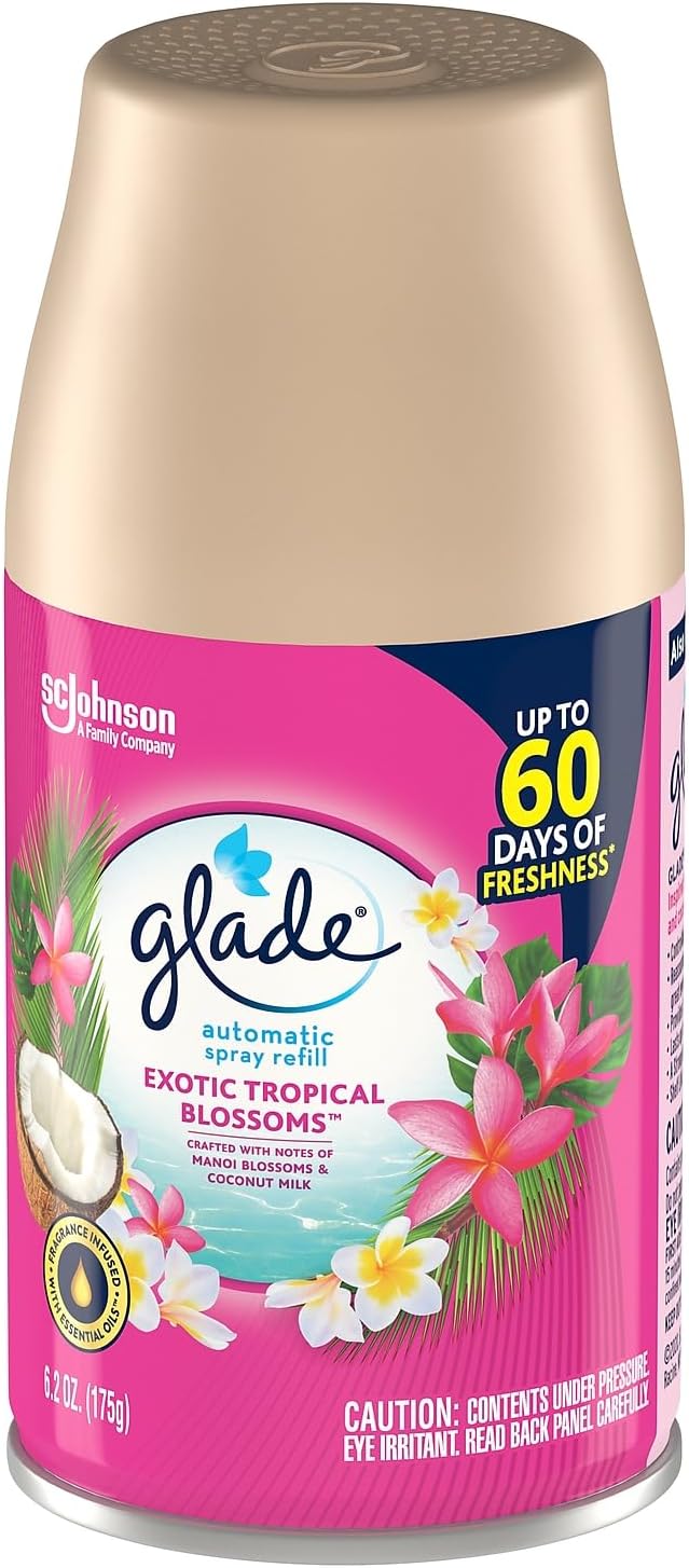 Glade Air Freshener Automatic Spray Refill Exotic Tropical Blossoms Scent 6.2 Oz. 4/Pack (318296)