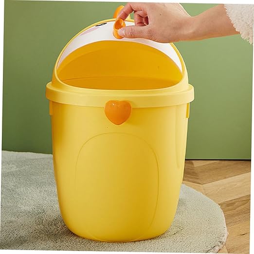 BESPORTBLE Cute Chick Style Trash Can with Lid for Bedroom Cartoon Household Waste Bucket Odor-Resistant Large Wastebasket for Home Office Decorative Trash Bin