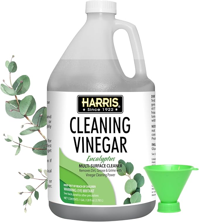 HARRIS Cleaning Vinegar All Purpose Household Surface Cleaner 128oz (Eucalyptus) with Easy Pour Funnel Included