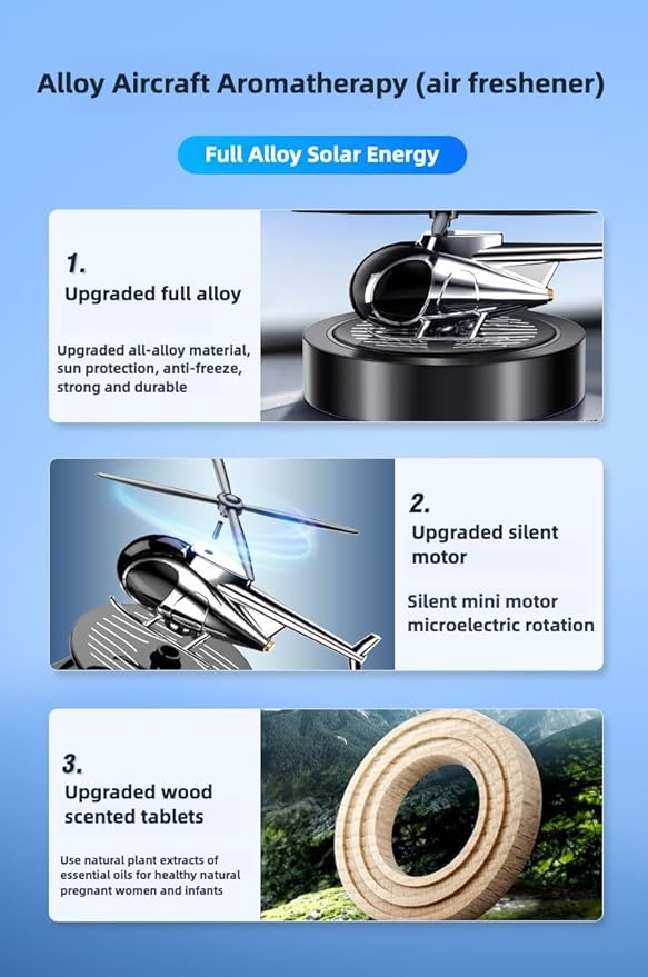 Solar-Powered Car Air Freshener Plane-Shaped Elegant Design Solar-Activated Scent Eco-Friendly (Silver)
