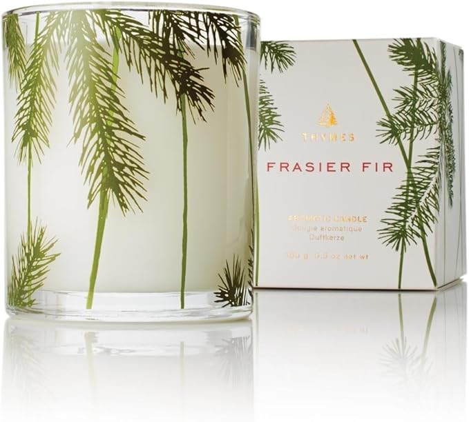 Thymes Frasier Fir Pine Needle Candle – Holiday Candles for Home Scented with Notes of Crisp Siberian Fir Cedarwood &amp Sandalwood – Christmas Decor – Christmas Gifts for Women &amp Men (6.5 oz)
