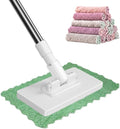 Convenient Cloth Changing Mini Mop Snap Grip Zero Touch Mini Mop(with 10 Cloth)Reusable  Wash-Free Minimop for Gaps &amp Multi-Surface 38inch Retractable and Adjustable (1PC)(White 28″)
