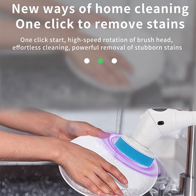 Taoke Electric Scrubber Brushes 8 Replaceable Cleaning Heads &amp Adjustable Handle 3 Speeds with Night Light and LED Display Bathroom Grout Floor Wall Sink Scrubber