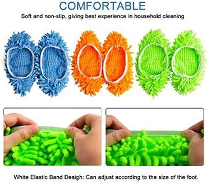 5 Pairs Washable Dust Mop Slippers Microfiber Cleaning Mop Slippers Shoes Dust Floor Cleaner Multi-Function Floor Cleaning Shoes Cover (GreenBlueOrangePurplePink）