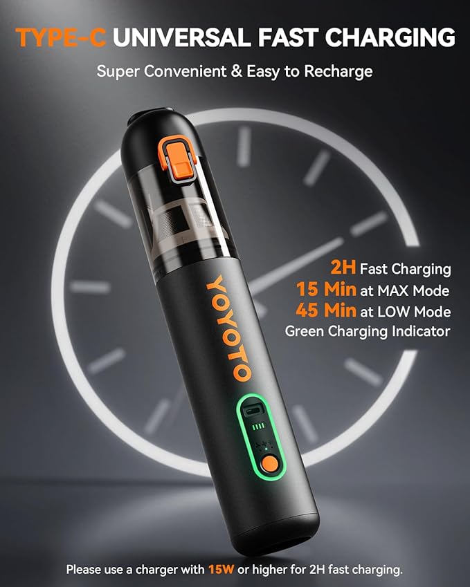 Car Vacuum Handheld Vacuum Cordless with 21000Pa Powerful Suction &amp 3 Modes 4-in-1 Portable Hand Held Mini Vacuum Cleaner Rechargeable Ultra Light for Car Home Office (Black)