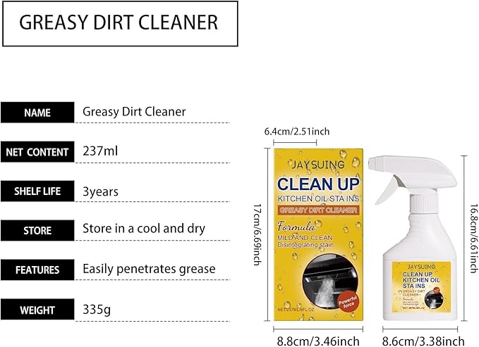 Kitchen Grease Cleaner - Stove &amp Oven Oil Stain Remover Easy Spray Design For Effortless Cleaning(3PCS)