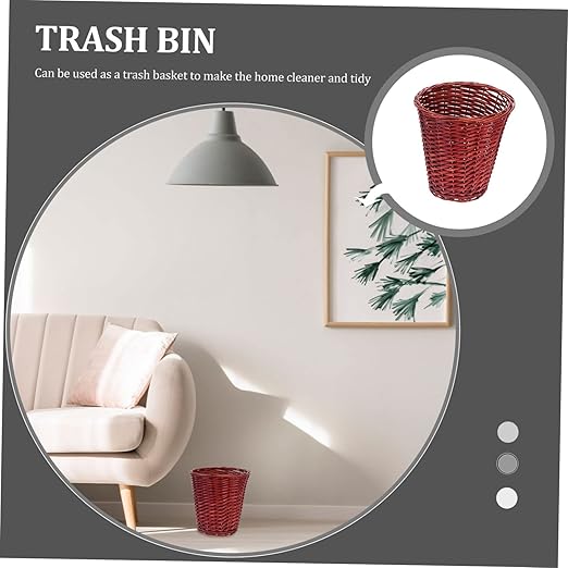VOSAREA Decorative Wastebaskets Rattan Weaving Storage Basket Home Organizer Sundries Basket