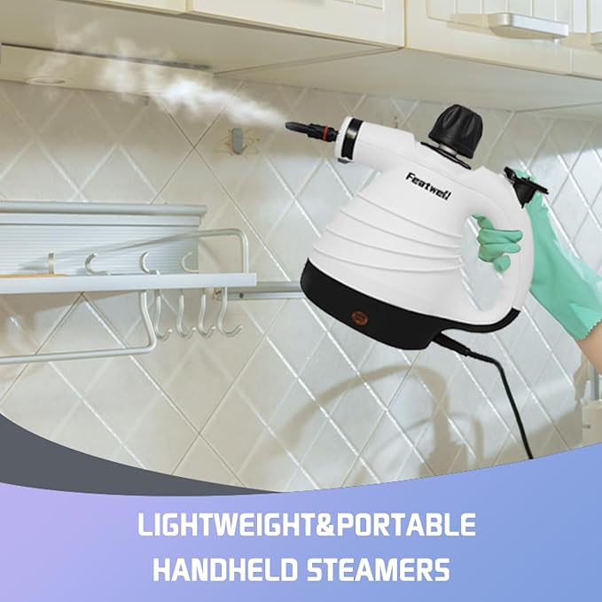 Featwell Handheld Steam Cleaner Pressurized Portable Multi-Surface Steam Cleaner with 12 pcs Accessories Multi-Purpose Portable Steamer for Cleaning Dirt Grease Tile Floor Couch Car