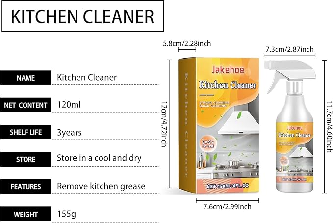 Kitchen Grease Cleaner Effective Stain Remover For Marble Stainless Steel Cabinets &amp Glass(3PCS)