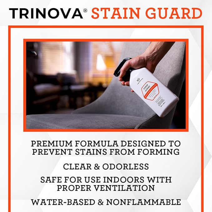 TriNova Non-Aerosol Stain Guard - Fabric Protection Spray for Upholstery Carpet Rugs and More to protect from liquid stains - 128 fl oz