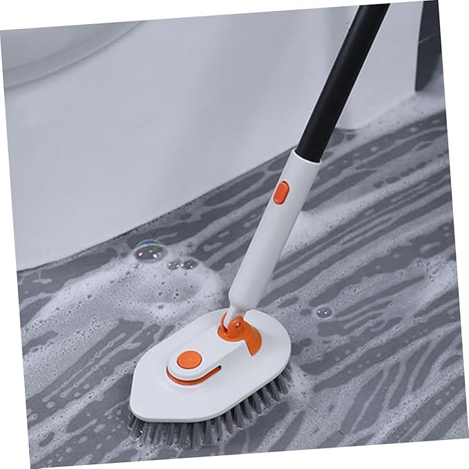 Beaupretty Extendable Handle Scrub Brush Multi-Purpose Bathroom and Floor Cleaning Tool with Durable Hard Bristle and Microfiber Heads for Stain Removal Toilets and Showers