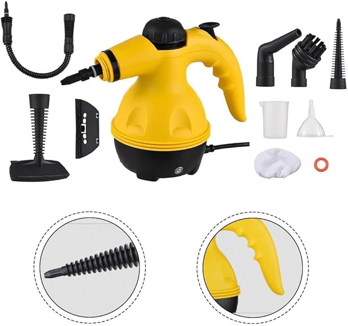 Multipurpose Handheld Steam Cleaner with 9 Accessories Portable Pressurized Steamer for Carpet Upholstery Kitchen Car Interior and Floor Cleaning