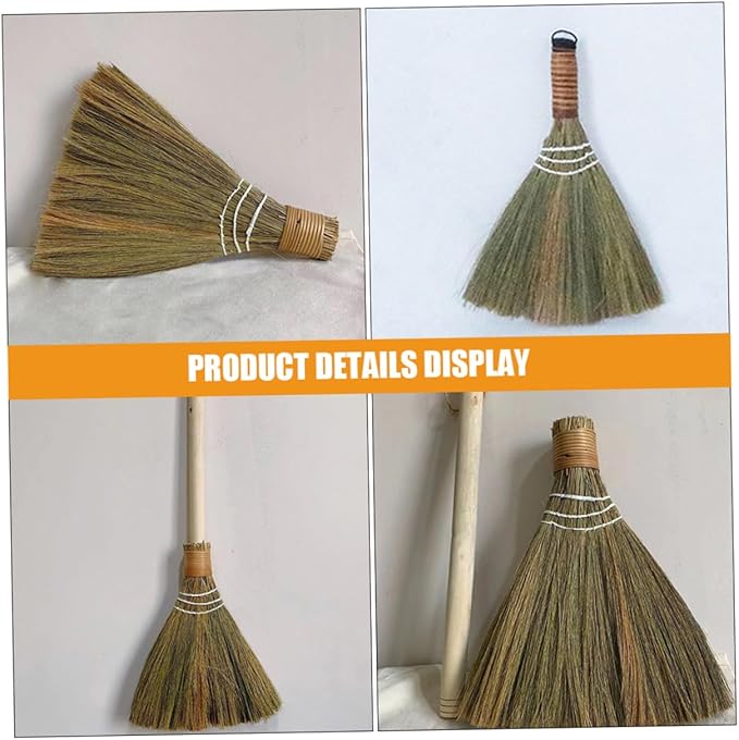 PRETYZOOM Handmade Bamboo Broom Set 2pcs Woven Broom for Home Cleaning Indoor Use Kitchen Living Room Dust Removal