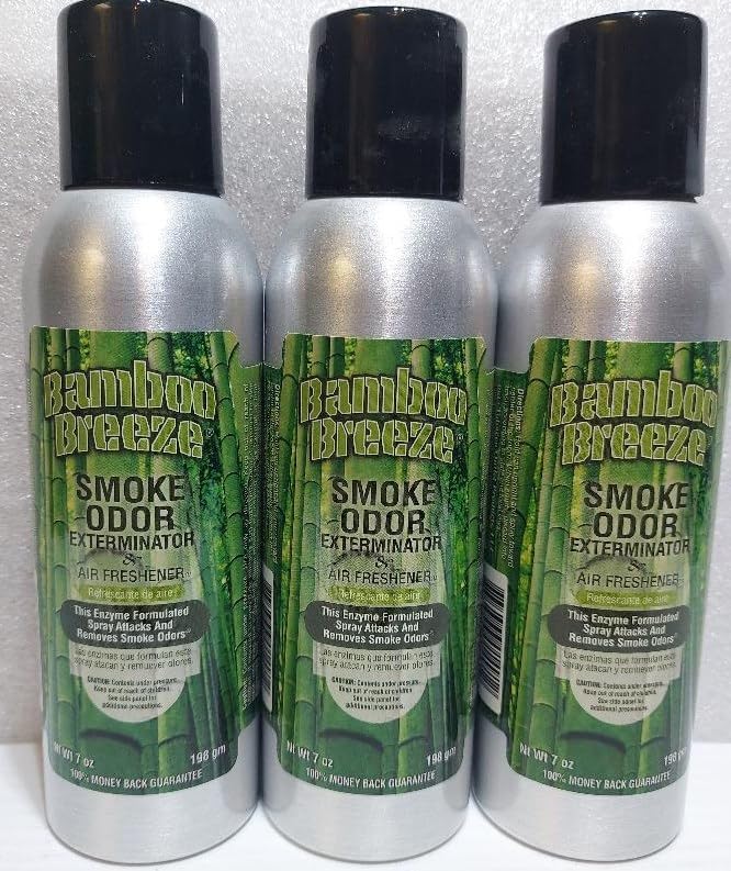 Smoke Odor Exterminator 198 gm/ 7 oz Large Spray Bamboo Breeze 7oz Can 3 Pack.