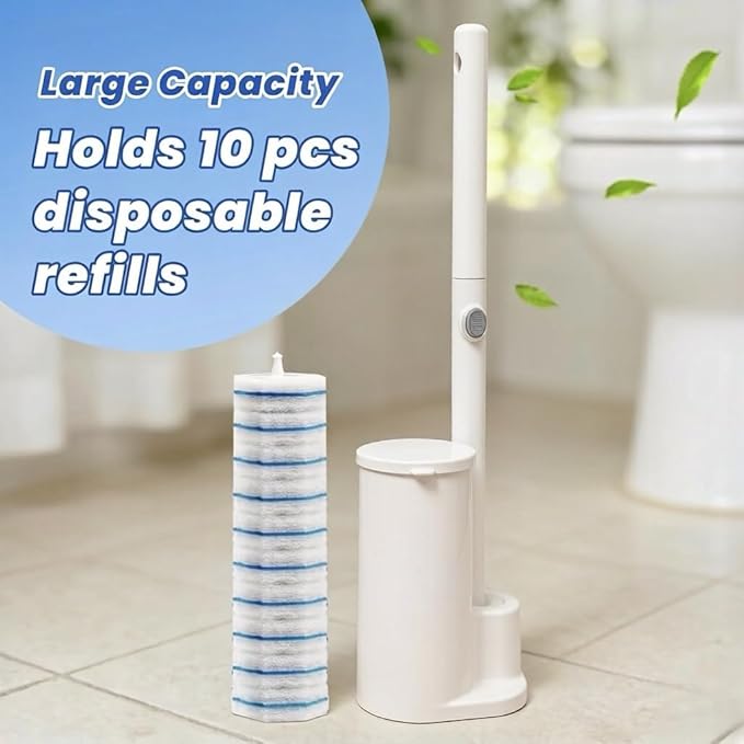 Disposable Toilet Brush Cleaning System with 50pcs Toilet Wand Refills for Clorox Most Toilet Brush HeadsWall Mounted Disposable Toilet Bowl Brush and Holder Set for Bathroom Cleaning