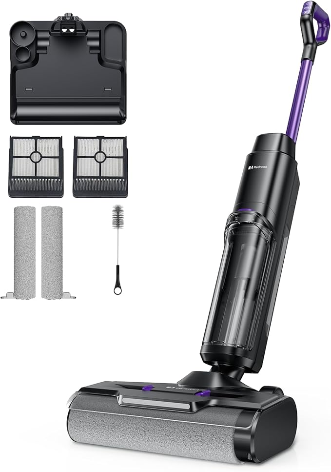 Redroad Wet Dry Vacuum Cleaner 16000Pa50Mins Runtime Cleaning Area 3013 ft²Cordless Vacuum Cleaner Cordless Vacuum and Mop All in Onefor Hard Floors Sticky Messes and Pet HairW15 Set