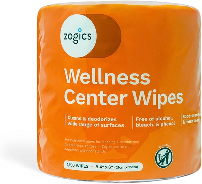 Zogics Wellness Center Cleaning Wipes – Gym Wipes for Cleaning Surfaces and Equipment Durable and Safe Pre-Saturated Wet Wipes (1 Roll of 1150 Wipes)