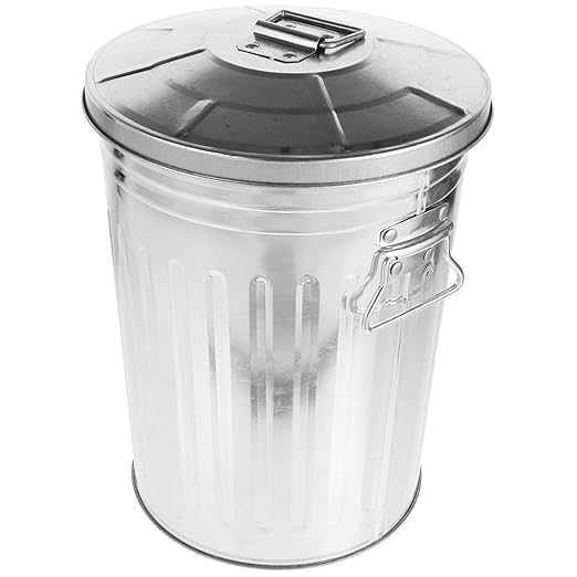 BESTOYARD Stainless Steel Trash Can with Lid 8L Outdoor Dog Poop Garbage Can Retro Round Wastebasket Container for Farm Kitchen Garbage Daily Waster Storage 29.50X22.50X22.50CM Silver 561037HE52R