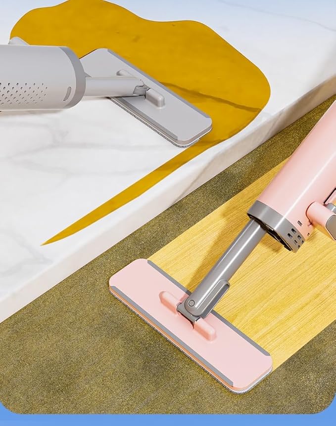 Mini Mop for Small Spaces Portable Self-Squeeze MopSmall Dust Mop Desktop Cleaning Short Handle Mop for RV Bathroom Kitchen with Crevice BrushSilicone Squeegee &amp 2 Reusable Microfiber Pads