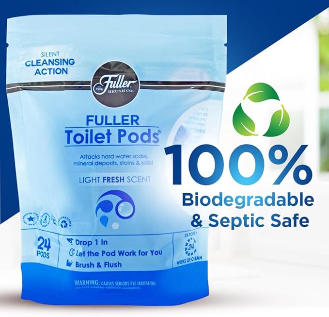 Fuller Brush Toilet Bowl Cleaner Pods - Water Soluble Tablet Cleansers Cleans Descales &amp Refreshes Bathroom Toilets Removes Odors Soils &amp Stains Light Fresh Scent Ideal for Homes &amp Busine