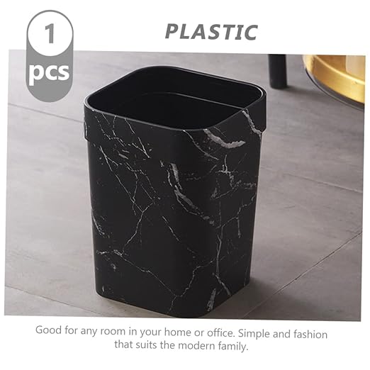 Marbling Trash Can Kitchen Recycle Bin Office Waste Basket Simple Versatile
