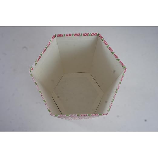 Floral Hand Block Printed 3.3 Gallon Decorative Waste Basket – Eco-Friendly Cardboard Trash Can Plastic-Free &amp Sustainable Perfect for Christmas and Housewarming Gifts (1 Pink Green LHARIYA)
