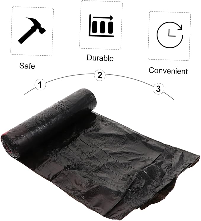 10 Packs Disposable Drawstring Trash Bags Black Plastic Waste Containers Leak- Thick PP Material Convenient Handle Design for Kitchen and Home Use