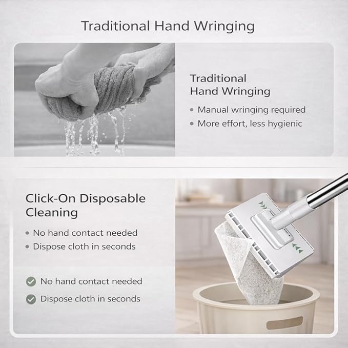 Disposable Dust Mop with 10 Reusable Cloths Retractable Gap Dust Cleaner Con 10 PañOs Reutilizables Mopa Desechable para Polvo 29″ / 41″ Long Handle Wet and Dry Mopping Sweeper (41″)
