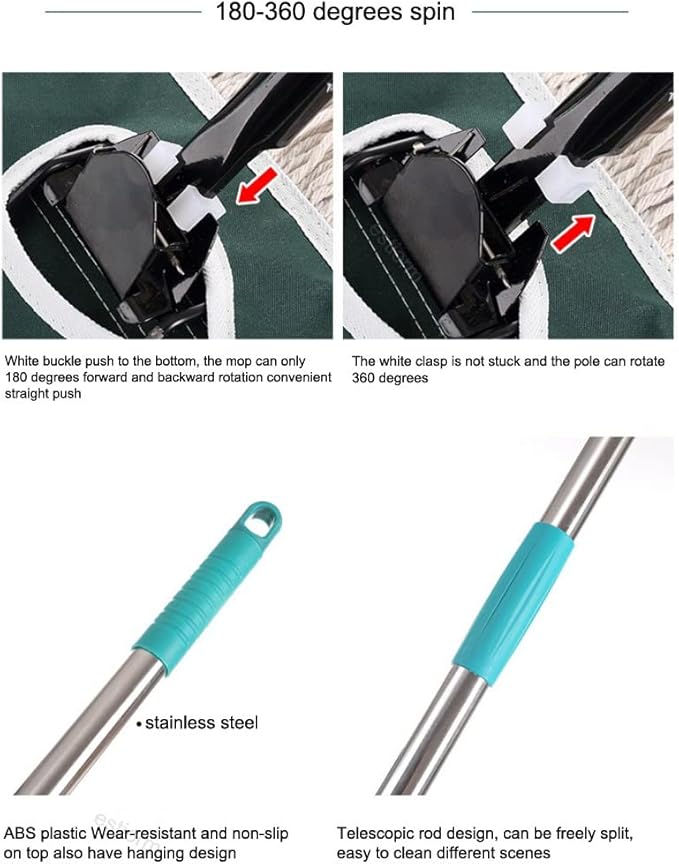 Large Cotton Thread Flat Mop with Adjustable Handle Hardwood Floor Clean Office Home Industrial Cleaner Dry Dust Floor