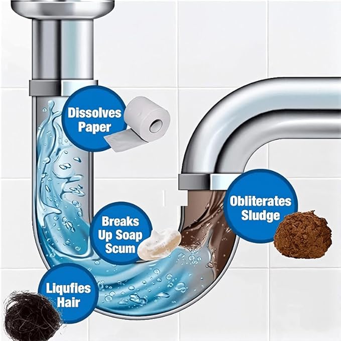 Foaming Sink &amp Drain Cleaner Powder 2026 Upgraded Fast-Acting Pipe Declogger for Kitchen Bathroom Shower Toilet Powerful Rapid Foam Drain Opener for Hair Grease &amp Odor Removal (5pcs)