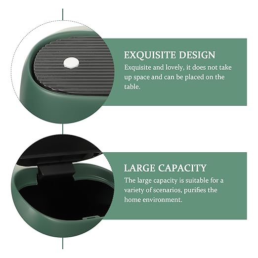 Zerodeko Creative Mini Desktop Trash Can with Press Lid Green Compact Rubbish Container for Office and Home Use Covered Small Wastebasket for Tabletop Organization