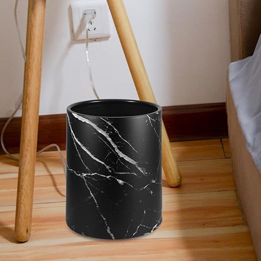 BESTOYARD Marble Trash Can 8L Round Garbage Bin Double Layer Waste Basket Container for Bathrooms Kitchens Home Office Hotel A 23.40X19.50X19.50CM Black 5409YN38PIPAB