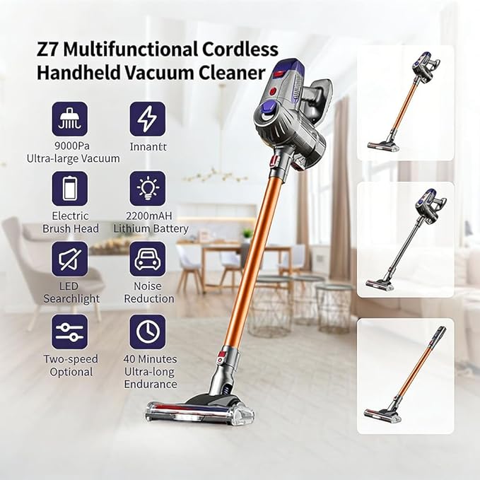 Cordless Vacuum Cleaner150W Stick Vacuum Self-Standing for Home Handheld Vacuum for Pet Hair Carpet and Hard Floors