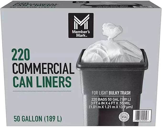 Member Mark 50 Gallon Commercial Trash Bags 220 ct.