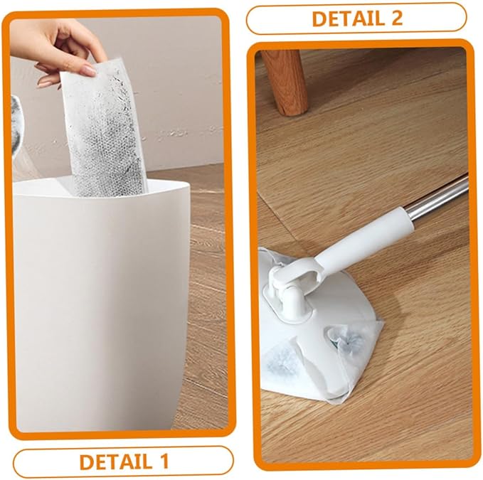 Veemoon Retractable Dust Mop with Triangular Microfiber Cloth White Electrostatic Floor Cleaning Mop for Home Use Hand-Free Washing Suitable for Hardwood and Tile Floors