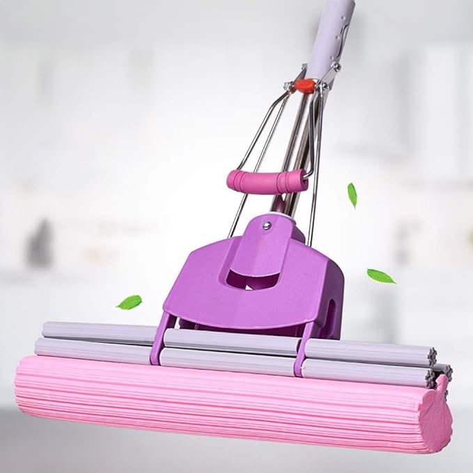 Mop Household Rubber Cotton mop Roller Type Stainless Steel Telescopic Rod Absorbent Tow mop