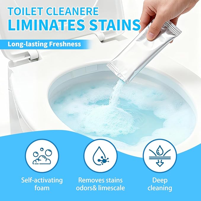 2025 New Toilet Cleaner - Includes 12ct Automatic Toilet Bowl Cleaner Tablets and 6pack Self Activating Cleaning Powder
