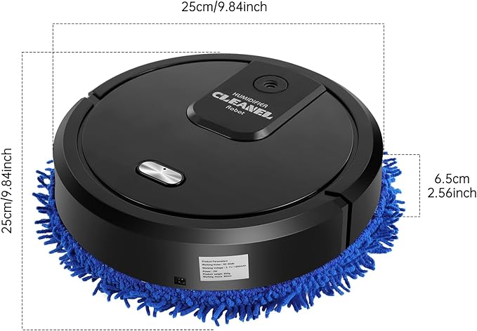 Wet &amp Dry Mopping Machine Multifunctional Mopping Cleaner Machine Intelligent Sweeper with USB Charging for Hard Floor Clean Pet Hair Carpet(Black)