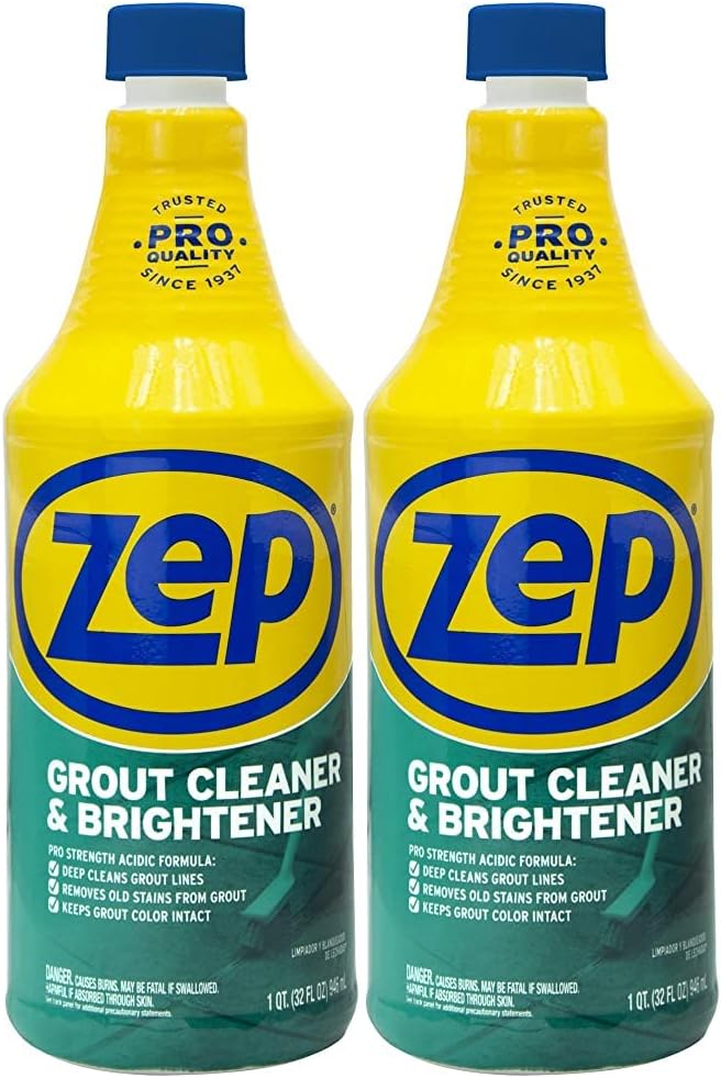 Zep Grout Cleaner and Brightener - 32 oz (Case of 2) - ZU104632 - Deep Cleaning Formula Removes Old Stains from Grout