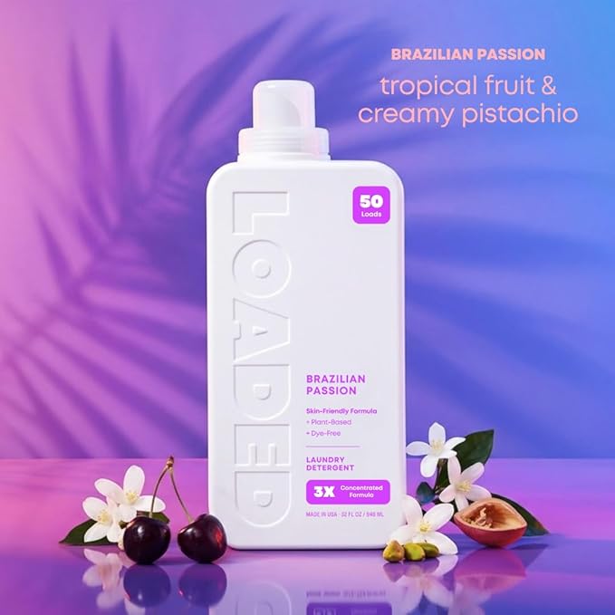 Loaded Laundry Detergent Luxury Perfume Scented | 50 Loads | Pistachio &amp Caramel | Skin-Friendly &amp Plant-Based | Made in USA | 32 oz