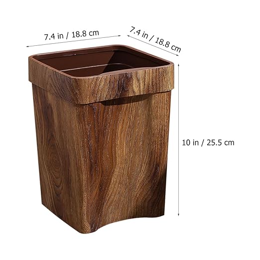 SUPVOX Wood Grain Trash Can 8l Small Wastebasket with Recessed Handle Imitation Wood Texture Kitchen and Bathroom Rubbish Bin for Home and Office Use