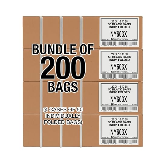 Aluf Plastics Gallon Size 55-60 Typically 38 x 58 2.7 MIL Black Heavy Duty Garbage Trash Bags - Pack of 200 - For Contractor Industrial Institutional &amp Commercial