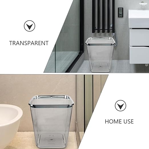 Large Plastic Trash Can 12L with Electroplated Press Ring Bathroom and Kitchen Wastebasket for Home Use Portable Rubbish Bin for Bedroom and Office