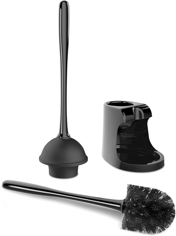 MR.SIGA Toilet Plunger and Bowl Brush Combo for Bathroom Cleaning Black 1 Set