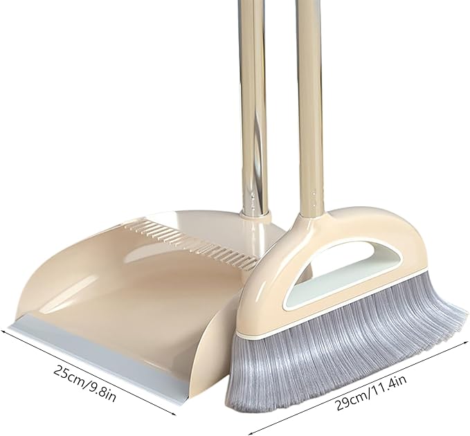 Long Handled Broom and Dustpan Set 88cm Indoor Broom with Dustpan Combo Set Durable &amp Versatile Long Handle with Upright Stand for Home Office School Accessory for Kitchen Dorms Bathroom