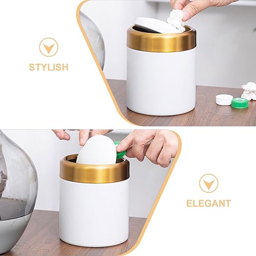 Mini Stainless Steel Trash Can with Lid Small Countertop Wastebasket for Bathroom Bedroom Kitchen 304 Stainless Steel Round Dustbin Compact Desktop Garbage Bin