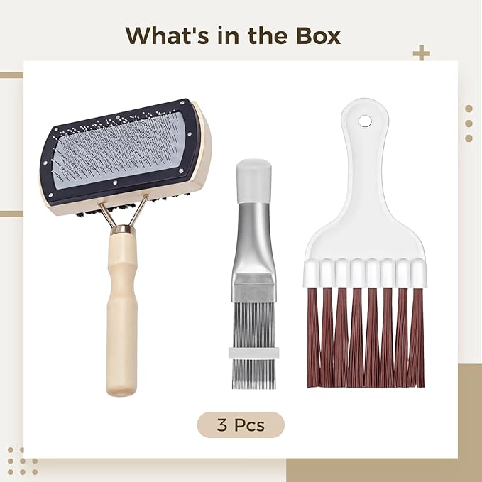 Ac Fin Cleaner Kit: 3-Piece Set Stainless Steel Comb Soft Brush Dual-Sided Remover For Mini Split &amp Refrigerator Coils