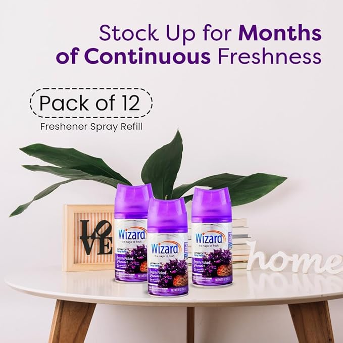 12 WIZARD AUTOMATIC SPRAY REFILLS FRESHLEY PICKED LAVENDER 5 oz